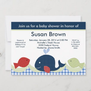 Invitation Baleine bleue/Vie marine/Baby shower de poisson In