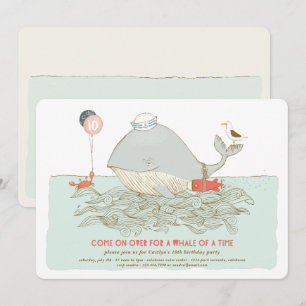 Invitation Baleine d'un temps Anniversaire Pool Party Invitat