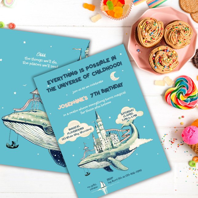 Invitation Baleine Magic Vol fête d'anniversaire (Créateur téléchargé)