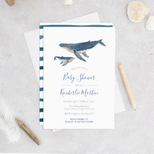 Invitation Baleine mère et Baby shower de veau