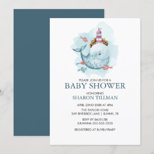 Invitation Baleine sous le Baby shower Sea Boy