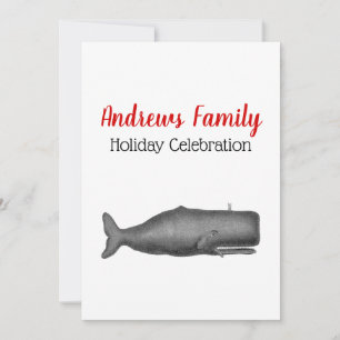 Invitation Baleine stylisée du XIXe siècle de style vintage #