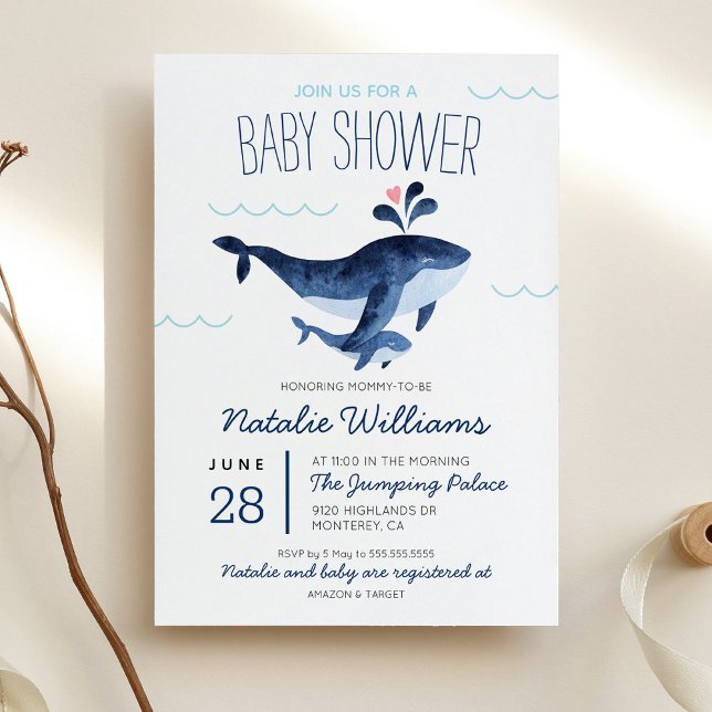 Invitation Baleines nautiques sous le Baby shower marin (Créateur téléchargé)