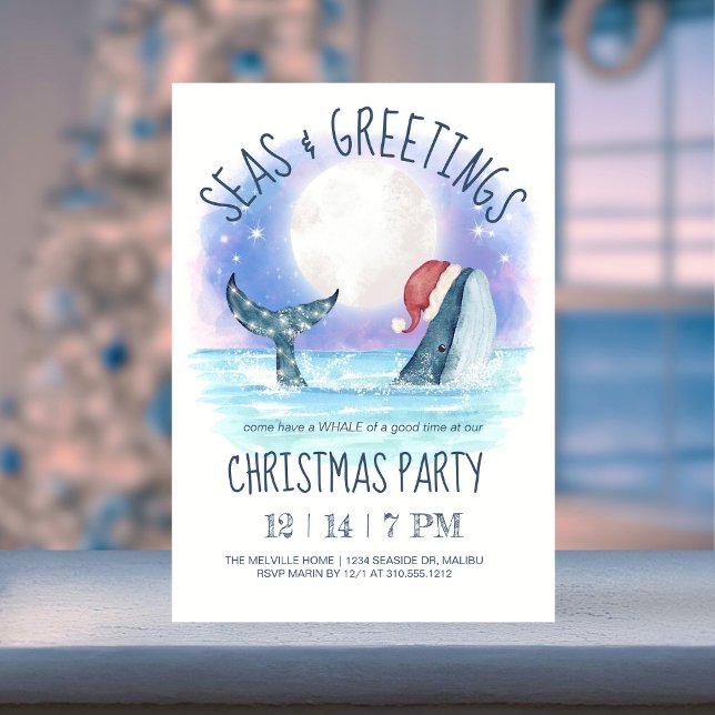Invitation Baleines Père Noël Sea Nautical Christmas Party (Créateur téléchargé)