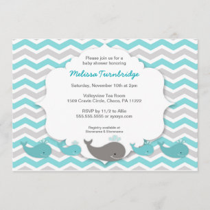 Invitation Baleines turquoise baby shower anniversaire invita