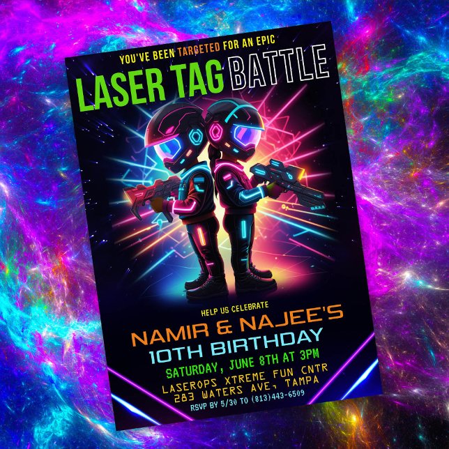 Invitation Balise laser afro-américaine anniversaire (Créateur téléchargé)