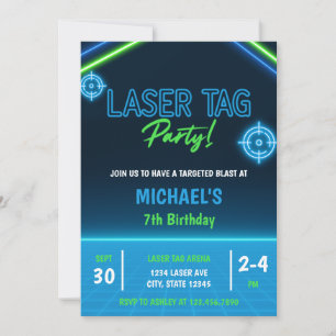 Invitation Balise laser du garçon Neon Glow Anniversaire
