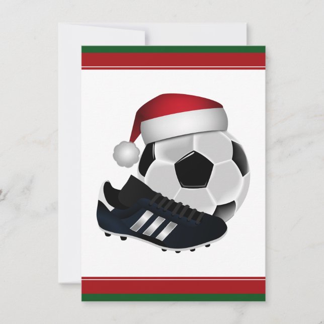 Invitation Balle de football de Noël et chaussure (Devant)