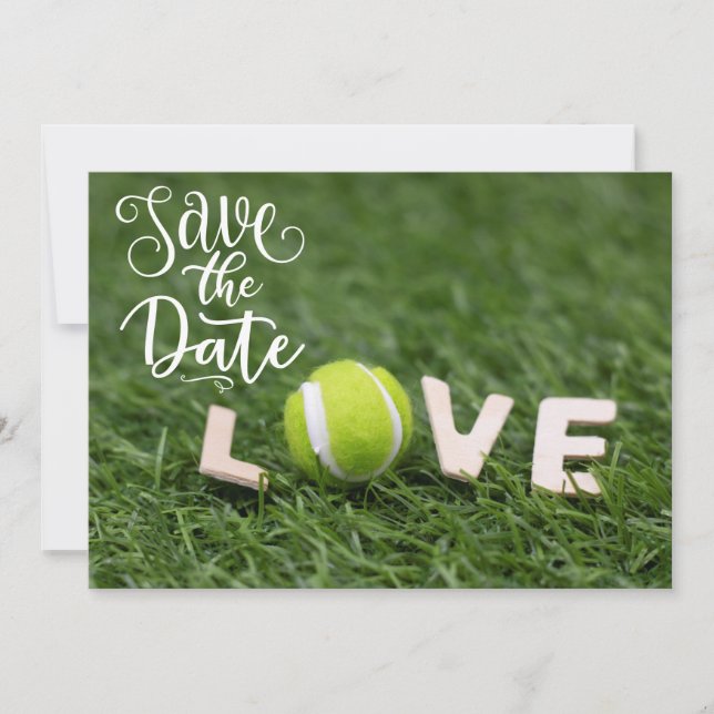 Invitation balle de tennis avec mot lettre d'amour Enregistre (Devant)