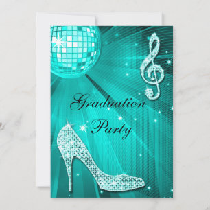 Invitation Balle disco sarcelle étincelante Talons Hauts de r