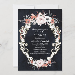 Invitation Balle florale pâle foncé Élégante Fête des mariées