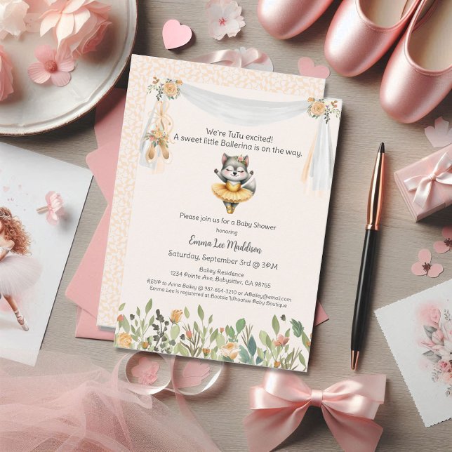 Invitation Ballerina Baby Girl Douche Tutu Elegant Wolf (Créateur téléchargé)