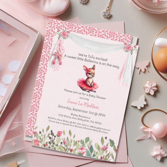 Invitation Ballerina Baby Girl Douche Tutu Excitée Kangaroo (Créateur téléchargé)
