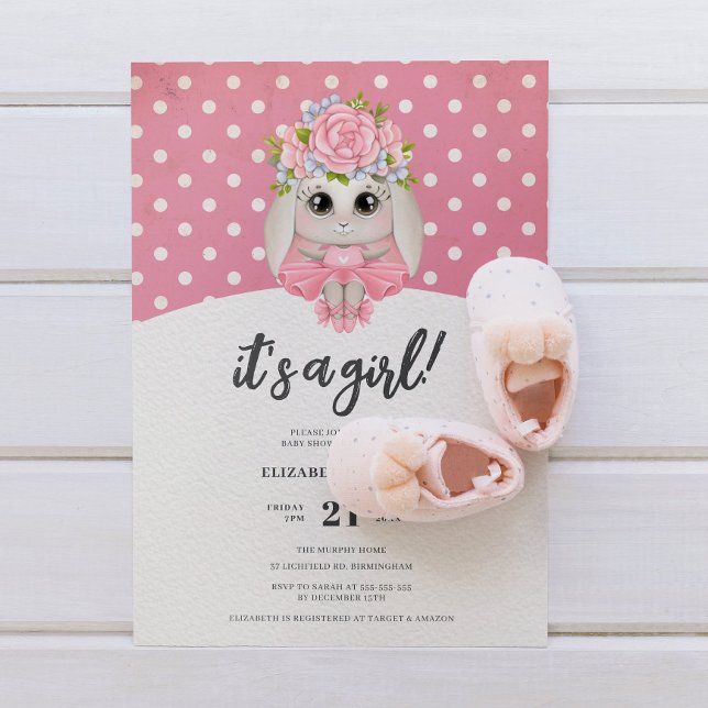 Invitation Ballerina Ballerina Bunny Baby Girl Baby shower (Créateur téléchargé)