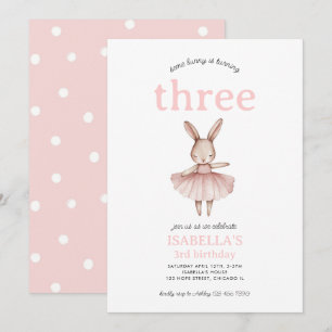 Invitation Ballerina Bunny rose lapin mignonne fille 3e anniv
