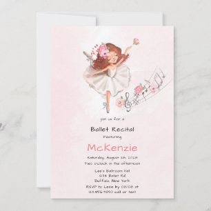 Invitation Ballerina fille mignonne avec ballet de musique Co