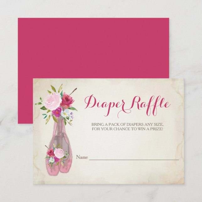 Invitation Ballerina Fillette Baby shower Déchets Raffle (Devant / Derrière)