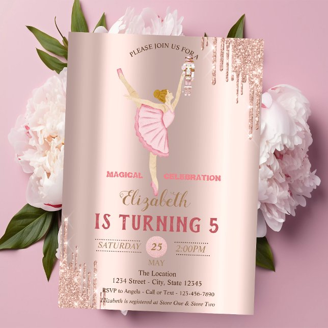 Invitation Ballerina Nutcracker Rose Gold Drivers Anniversair (Créateur téléchargé)