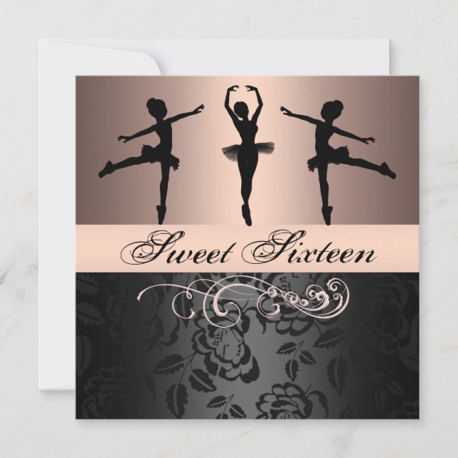 Invitation Ballerina rose/noir Sweet 16 Anniversaire Invitati (Devant)