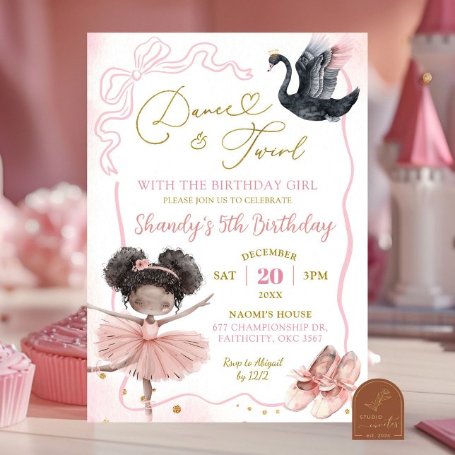 Invitation Ballerina rose Tutu Ballet africain Anniversaire (Créateur téléchargé)