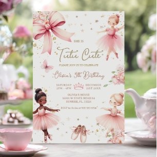 Invitation Ballerina Tutu mignon Bow rose Anniversaire Invita
