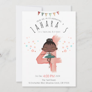 Invitation Ballerine aux Cheveux Bouclés Fille 4 Ans