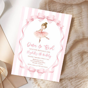 Invitation Ballerine Dansez et Tournez Fête Rose Anniversaire