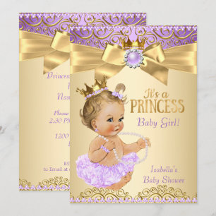 Invitation Ballerine Princesse Bébé Fille Lilac Gold Blonde