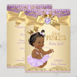 Invitation Ballerine Princesse Lilac Gold Fête de Naissance E