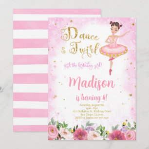 Invitation Ballerine Rose et Or 