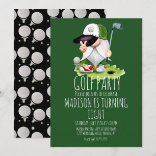 Invitation Balles de golf pour enfants Gnome Fête d'anniversa