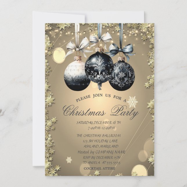 Invitation Balles de Noël, Étoiles Noël Compagnie fête (Devant)