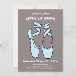Invitation Ballet bleu minimaliste fête d'anniversaire