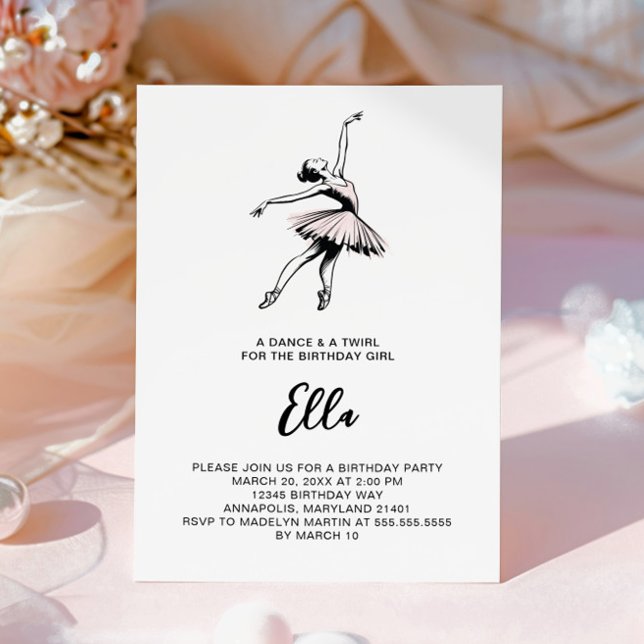 Invitation Ballet Dance et Twirl, Ballerina Dancer Anniversai (Créateur téléchargé)