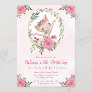 Invitation Ballet Dancing Kitten Fête d'anniversaire
