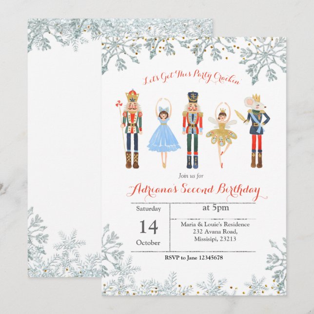 Invitation Ballet Parties scintillant Argent Anniversaire Inv (Devant / Derrière)
