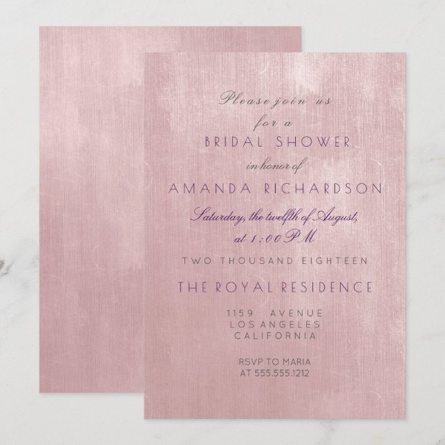 Invitation Ballet Rose en verre Pink Pastel Purple Fête des m (Devant / Derrière)