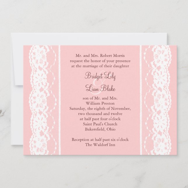 Invitation Ballet rose et dentelle Vintage (Devant)