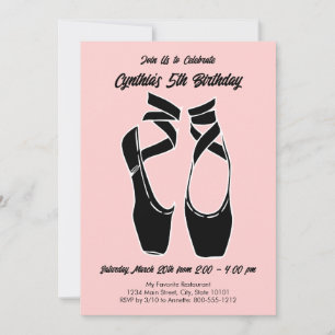 Invitation Ballet rose minimaliste fête d'anniversaire