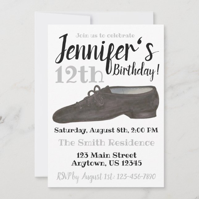 Invitation Ballet Slipper Danse Chaussure Anniversaire Fête C (Devant)