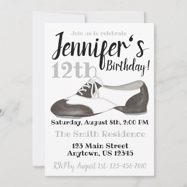 Invitation Ballet Slipper Danse Chaussure Anniversaire Fête C (Devant)