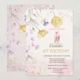 Invitation Ballet Toe Chaussures Fleur sauvage Anniversaire