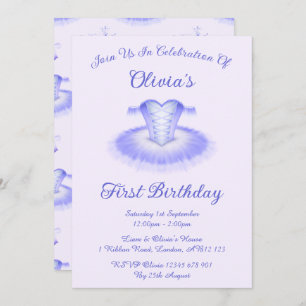 Invitation Ballet violet Anniversaire Tutu Watercolor Invitat