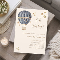 Ballon à air chaud bleu garçon étoiles Baby shower