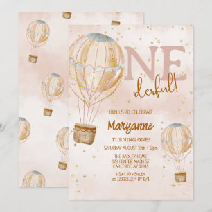 Invitation Ballon à Air Chaud Bohème 1er Anniversaire