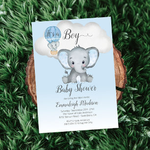 Invitation Ballon à air chaud éléphant C'est un Baby shower g