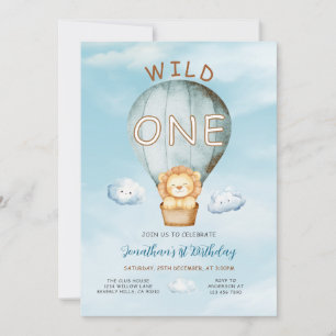 Invitation Ballon à Air Chaud Wild One Jungle 1er Anniversair