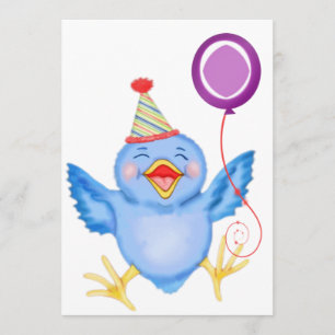 Invitation Ballon bleu d'anniversaire de birdie