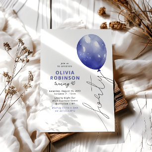 Invitation Ballon Bleu Tendance 40e Anniversaire