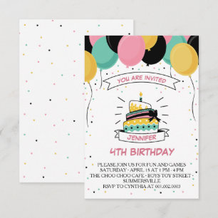 INVITATION BALLON CAKE CANDLE KID'S BANTHDAY PARTY
